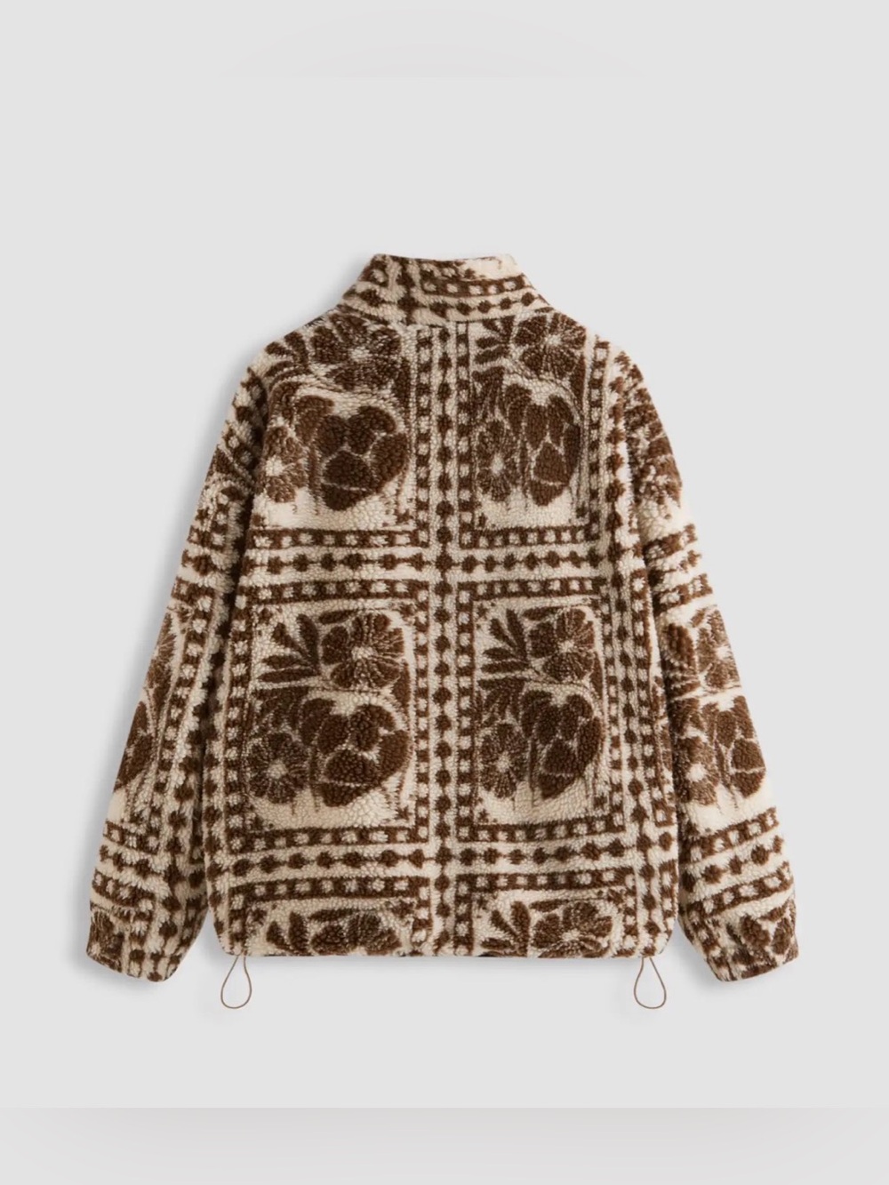 Cider Printed Floral Brown & Cream Fleece Jacket - NWT - XS - Picture 2 of 10